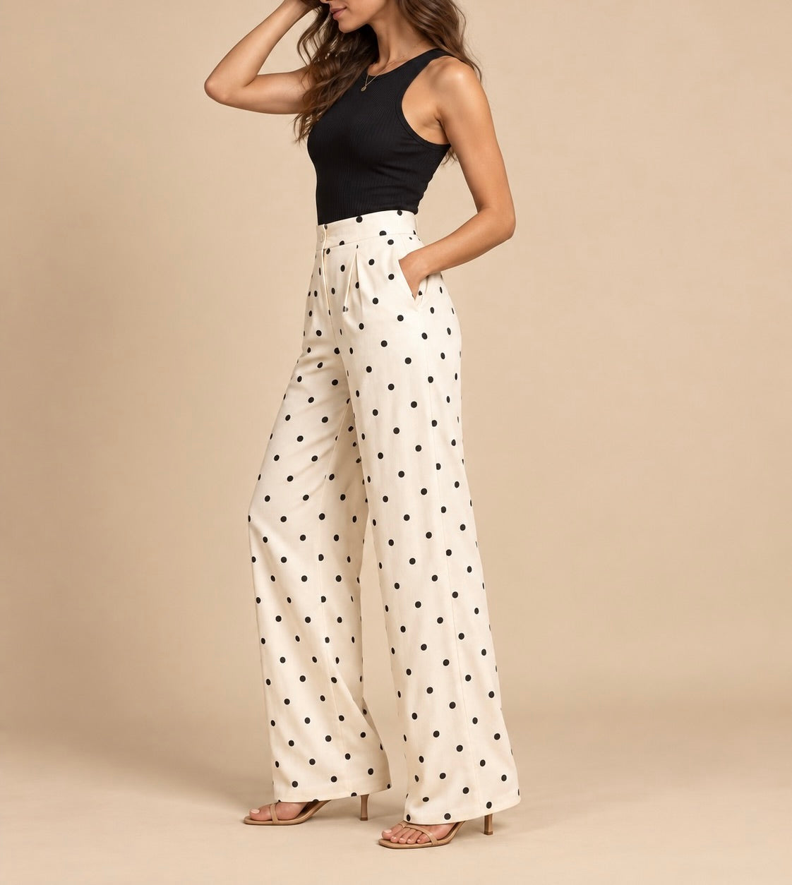 Satin Polka Dot Wide Leg Pants