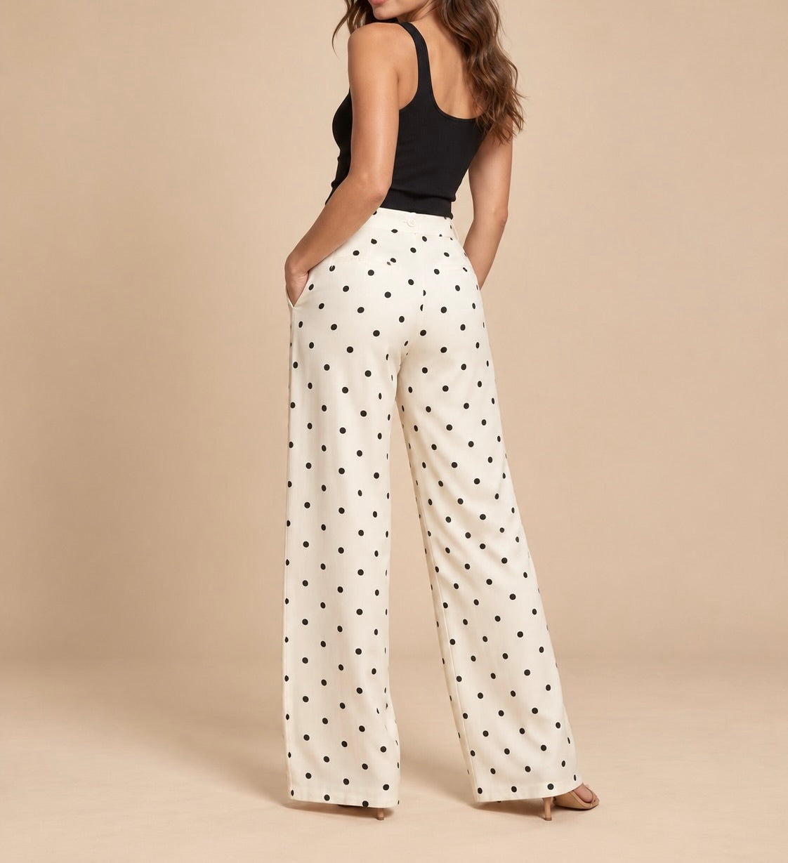Satin Polka Dot Wide Leg Pants