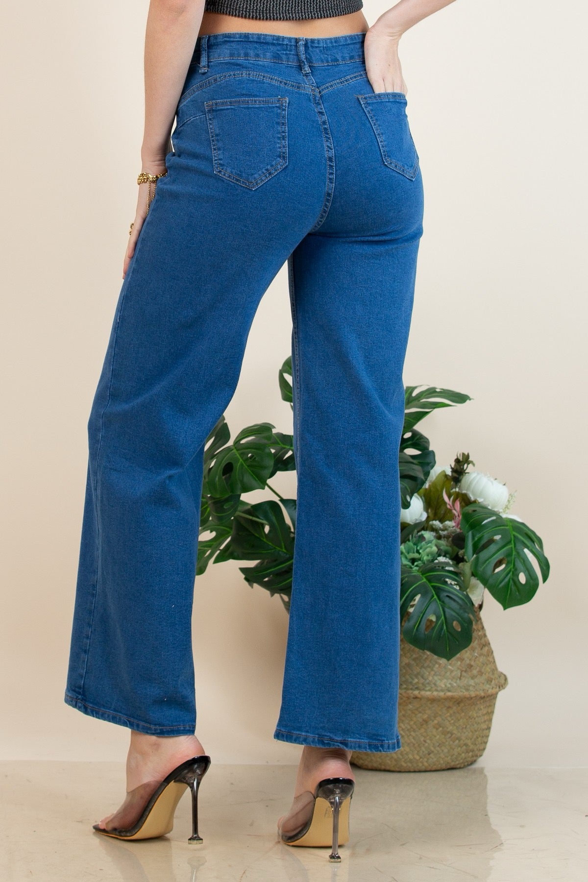 Sydney Face Embroidered Stretch Denim Pants