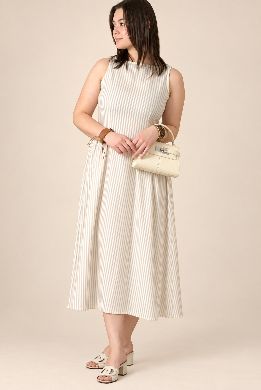 Sandstone Stripe Midi Dress