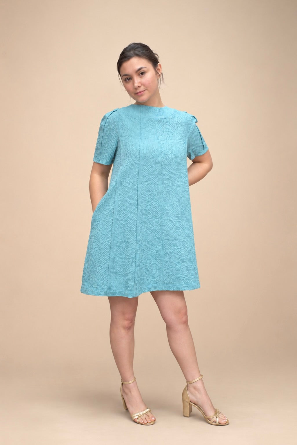 Aqua Breeze Textured Shift Dress