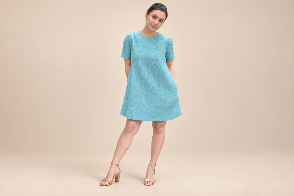 Aqua Breeze Textured Shift Dress